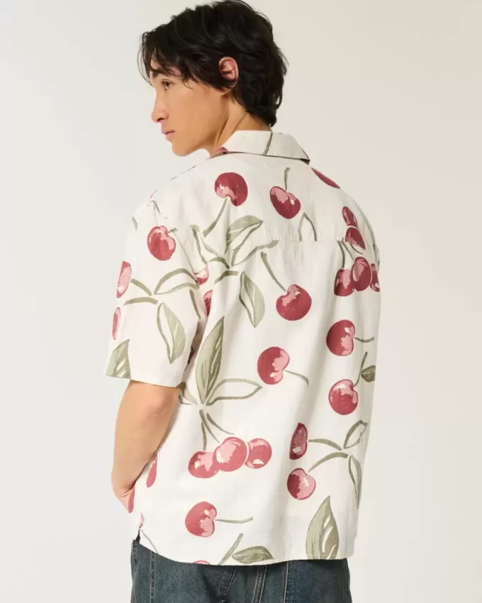 Koszula z krótkim rękawem w stylu boxy z mieszanki lnu Koszula z krótkim rękawem w stylu boxy z mieszanki lnu