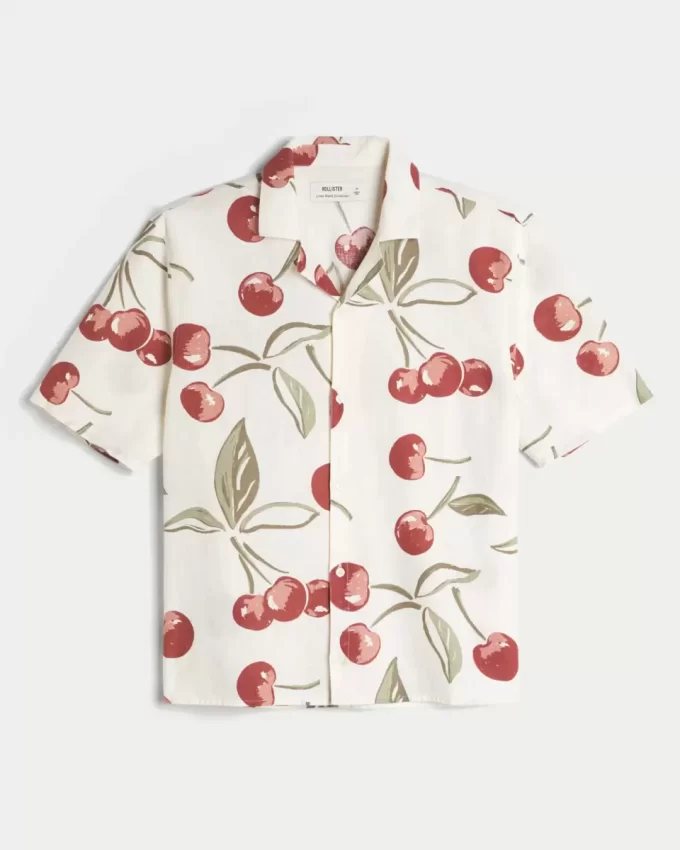 Koszula z krótkim rękawem w stylu boxy z mieszanki lnu Koszula z krótkim rękawem w stylu boxy z mieszanki lnu