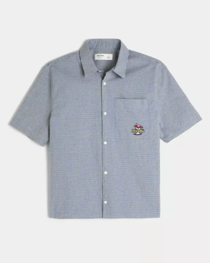 Koszula z krótkim rękawem w stylu New York w stylu pudełkowym z grafiką Koszula z krótkim rękawem w stylu New York w stylu pudełkowym z grafiką