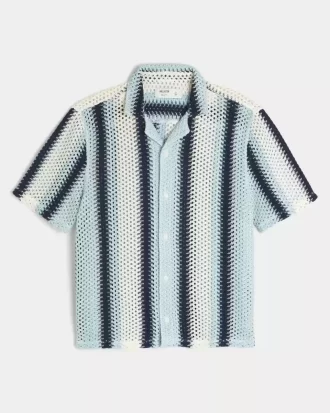 Koszula z krótkim rękawem w stylu pudełkowym, szydełkowana