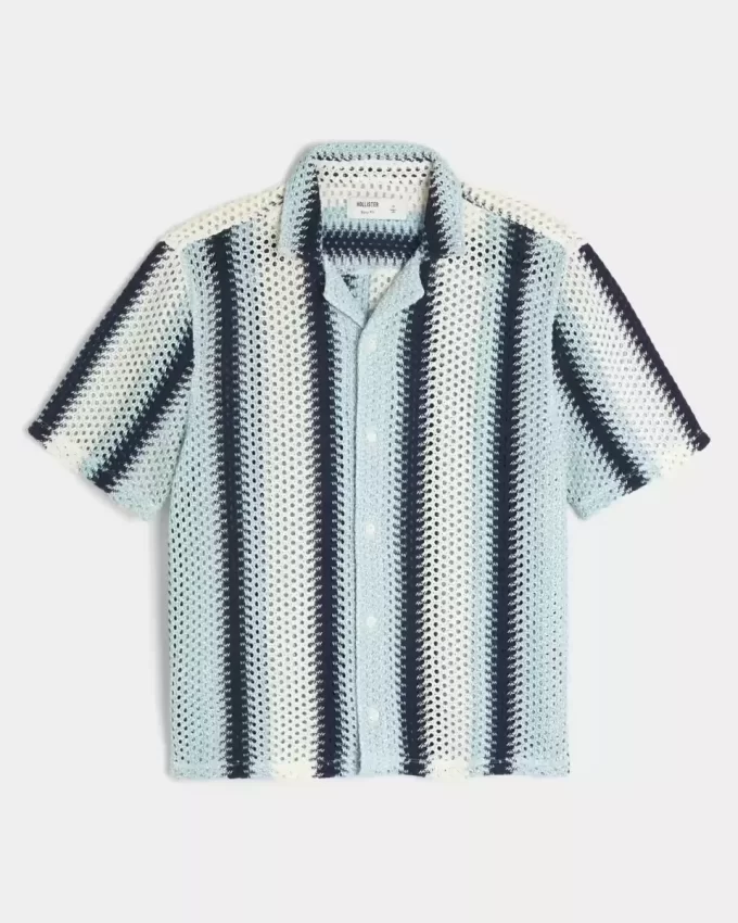 Koszula z krótkim rękawem w stylu pudełkowym, szydełkowana