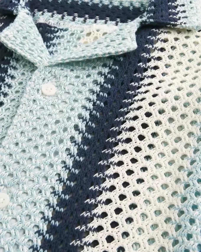 Koszula z krótkim rękawem w stylu pudełkowym, szydełkowana