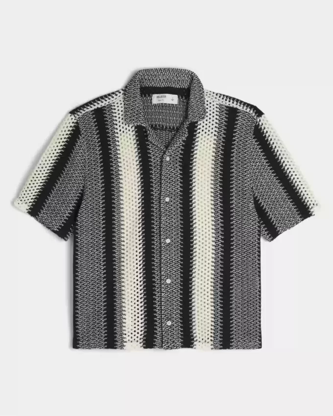 Koszula z krótkim rękawem w stylu pudełkowym, szydełkowana