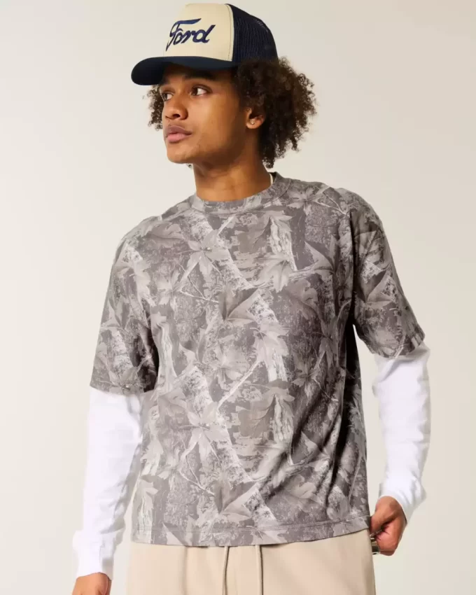 Koszulka Boxy Crop Heavyweight Camo Crew Koszulka Boxy Crop Heavyweight Camo Crew