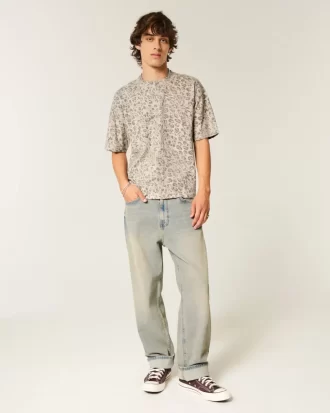 Koszulka Boxy Crop Heavyweight z nadrukiem w panterkę