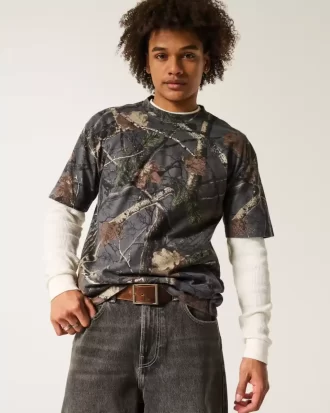 Koszulka Boxy Heavyweight Camo Crew