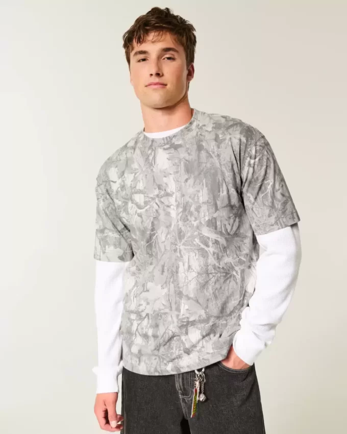Koszulka Boxy Heavyweight Camo Crew