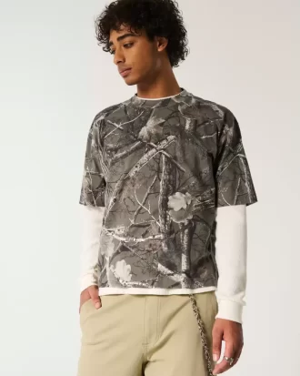 Koszulka Boxy Heavyweight Crop Camo Crew