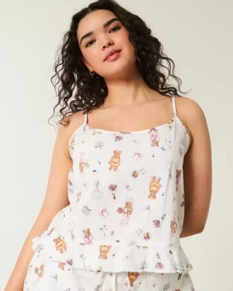 Koszulka do spania Ruffle Seersucker