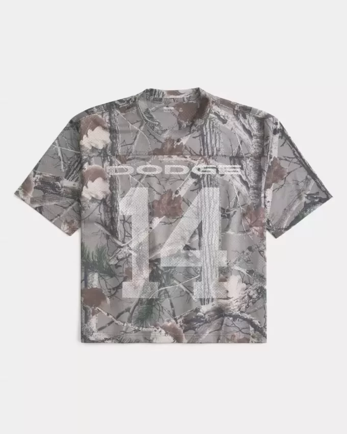 Koszulka Dodge z nadrukiem Boxy Crop Camo