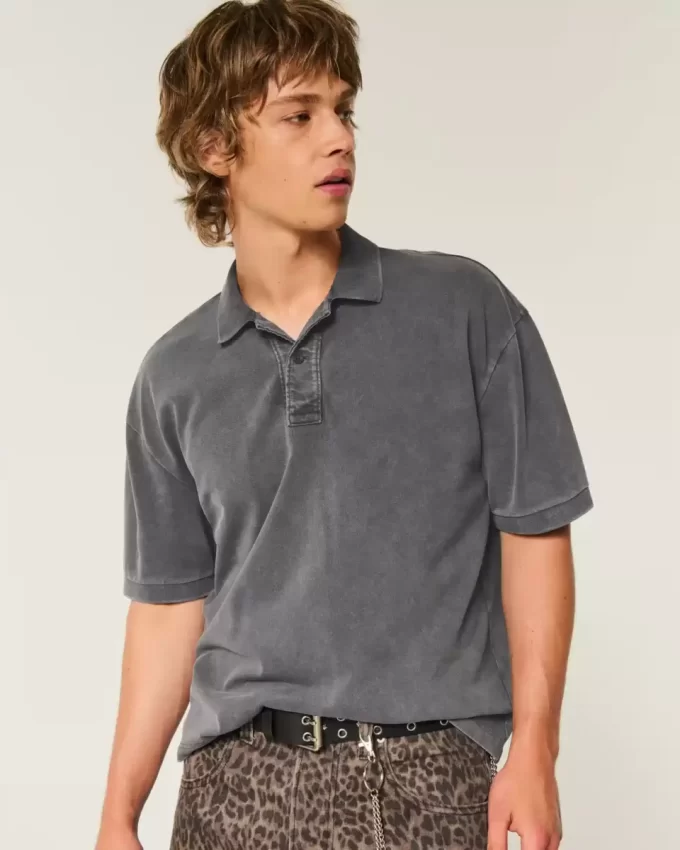Koszulka polo Boxy Crop Washed Koszulka polo Boxy Crop Washed