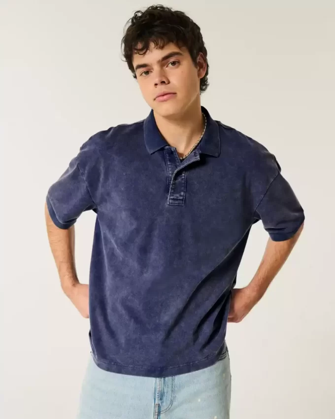 Koszulka polo Boxy Crop Washed Koszulka polo Boxy Crop Washed
