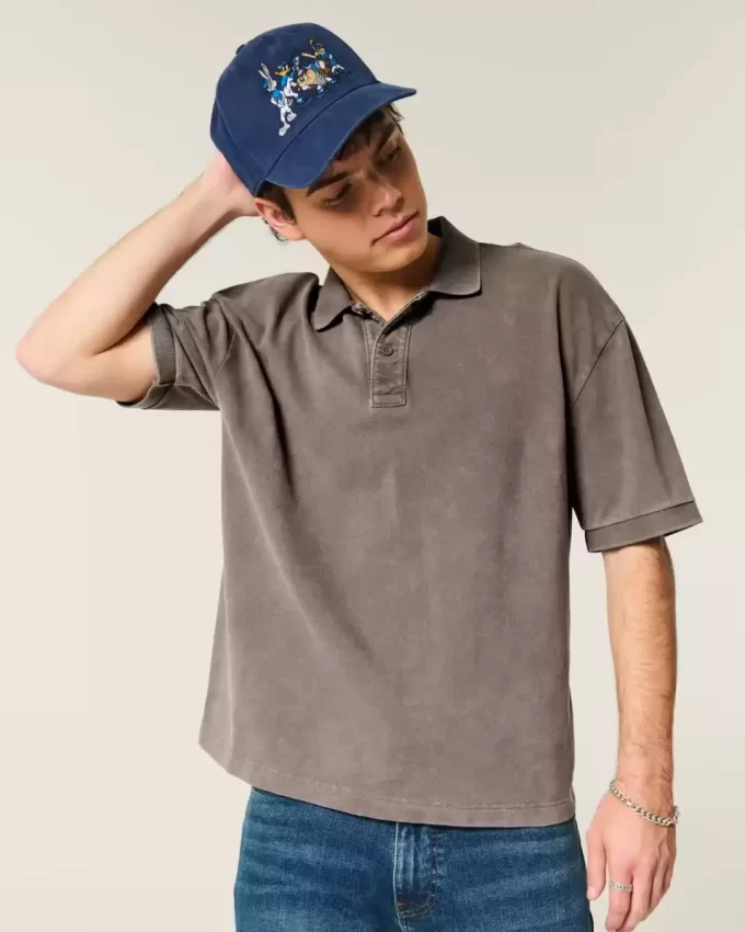 Koszulka polo Boxy Crop Washed Koszulka polo Boxy Crop Washed