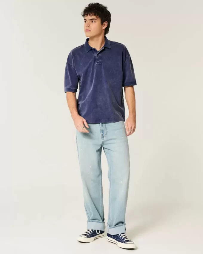 Koszulka polo Boxy Crop Washed Koszulka polo Boxy Crop Washed