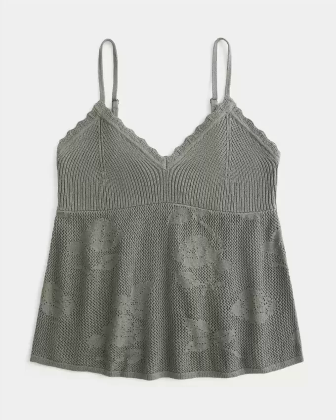 Koszulka typu babydoll z prostym dekoltem w stylu haftu krzyżykowego