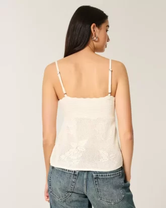 Koszulka typu babydoll z prostym dekoltem w stylu haftu krzyżykowego