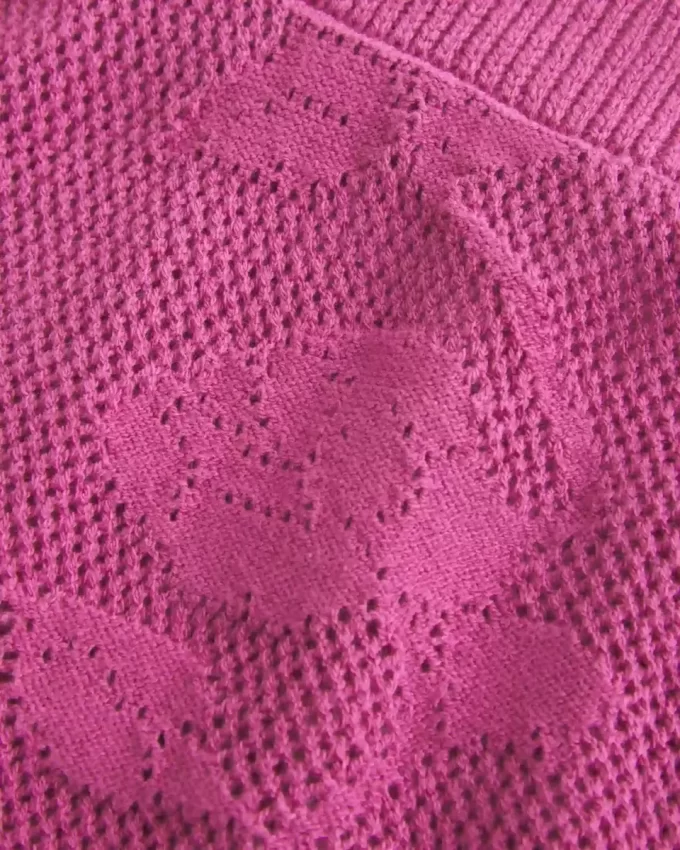 Koszulka typu babydoll z prostym dekoltem w stylu haftu krzyżykowego