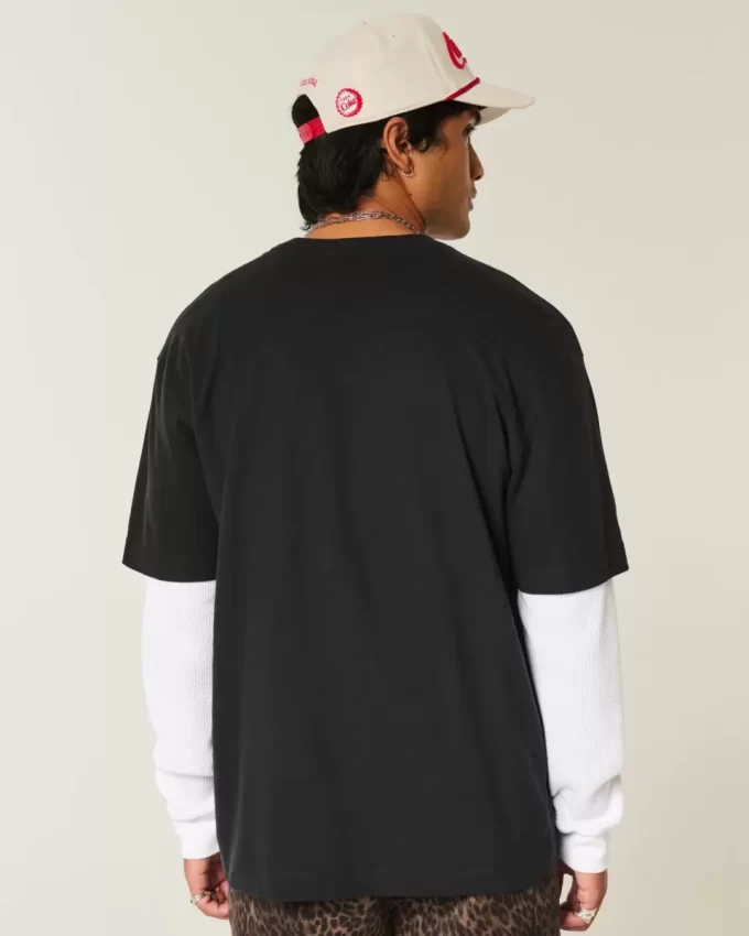 Koszulka z grubej bawełny w kwadratowym stylu Koszulka z grubej bawełny w kwadratowym stylu