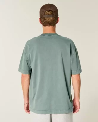 Koszulka z okrągłym dekoltem i ciężką, spraną bawełną Koszulka z okrągłym dekoltem i ciężką, spraną bawełną