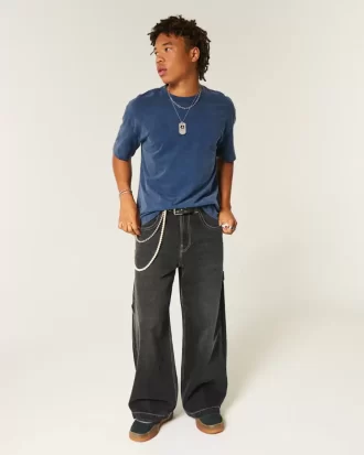 Koszulka z okrągłym dekoltem i ciężką, spraną bawełną