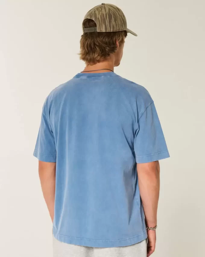 Koszulka z okrągłym dekoltem i ciężką, spraną bawełną