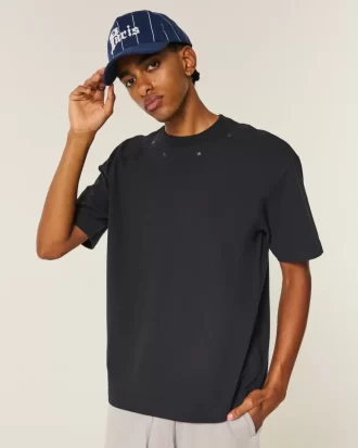 Koszulka z okrągłym dekoltem i zdobioną gwiazdą w stylu Boxy Heavyweight Koszulka z okrągłym dekoltem i zdobioną gwiazdą w stylu Boxy Heavyweight