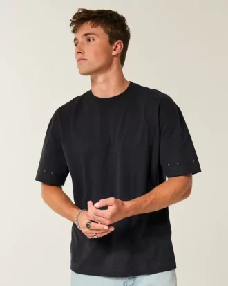 Koszulka z okrągłym dekoltem i zdobioną gwiazdą w stylu Boxy Heavyweight Koszulka z okrągłym dekoltem i zdobioną gwiazdą w stylu Boxy Heavyweight