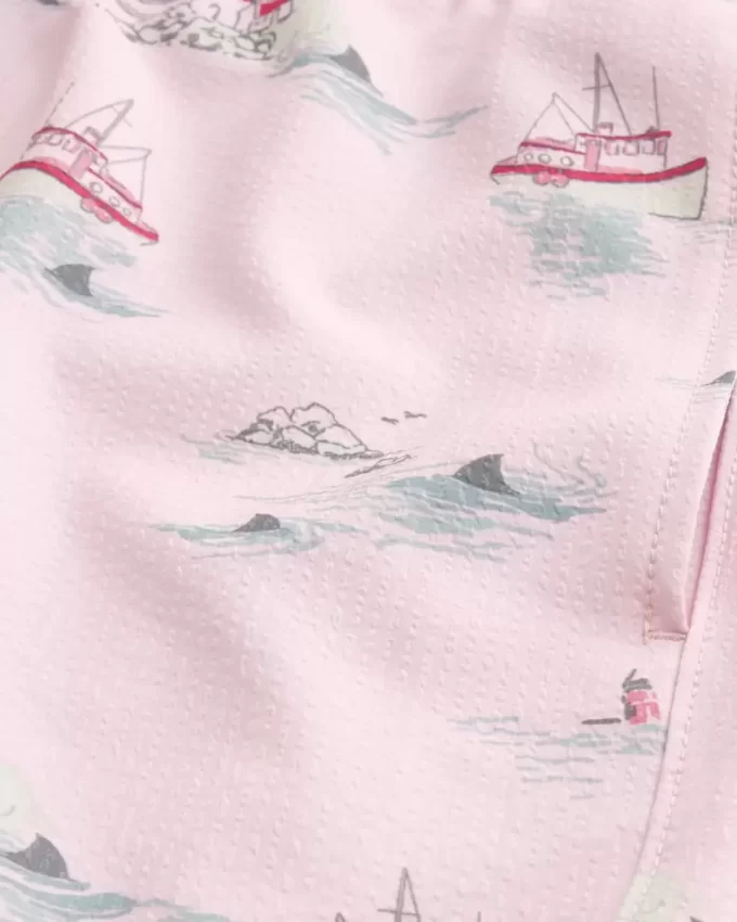 Kąpielówki do połowy uda z seersuckeru Kąpielówki do połowy uda z seersuckeru