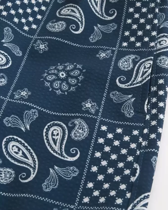 Kąpielówki do połowy uda z seersuckeru