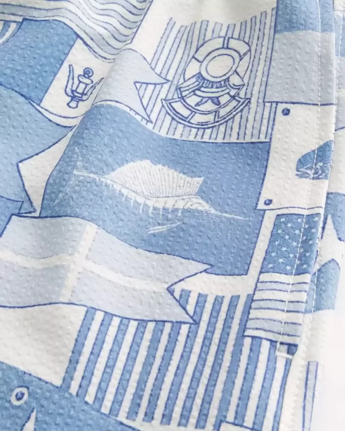 Kąpielówki do połowy uda z seersuckeru