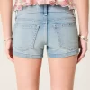 Krótkie spodenki jeansowe z niskim stanem i średnim spraniem, z ćwiekami