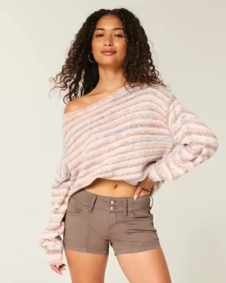 Krótkie spodenki z popeliny z niskim stanem