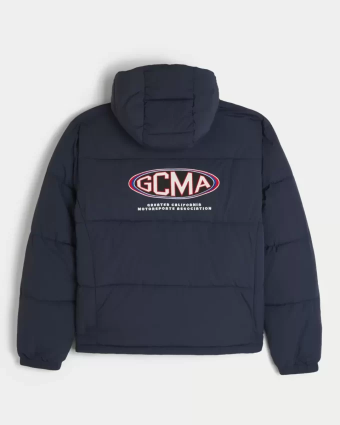 Kurtka puchowa z kapturem i grafiką Motorsports