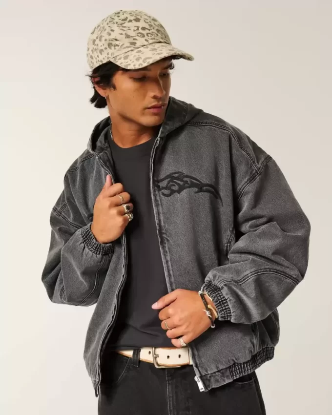 Kurtka skaterska z jeansu zapinana na zamek