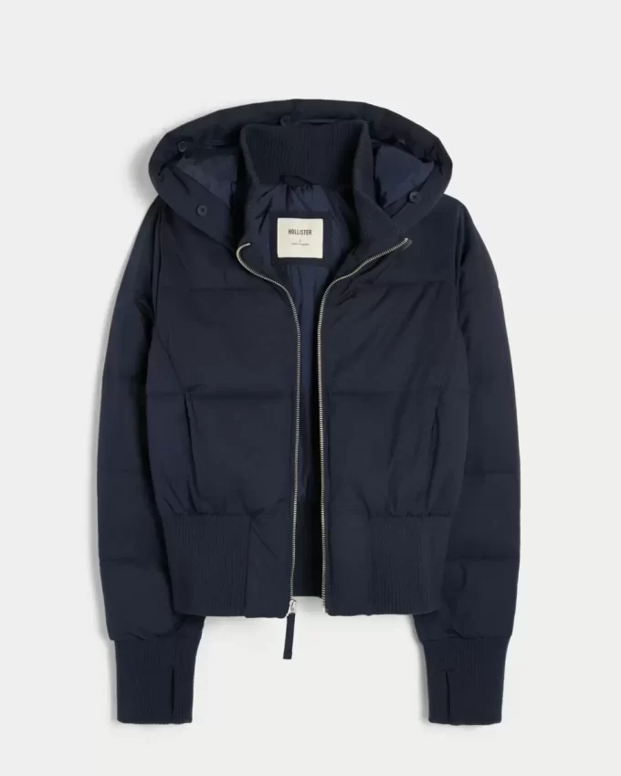 Kurtka typu bomber z pikowanym wykończeniem ze sztucznego futra