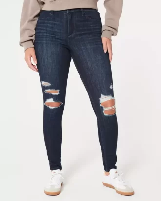 Legginsy Curvy High-Rise Ripped Dark Wash Jean
