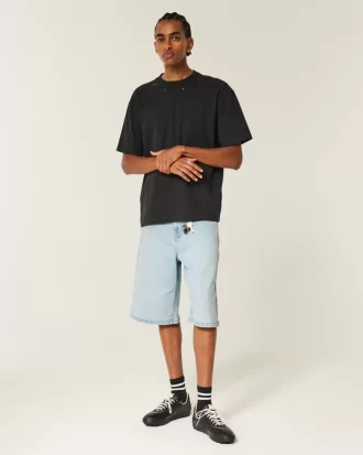 Lekkie, zdobione, superluźne szorty jeansowe