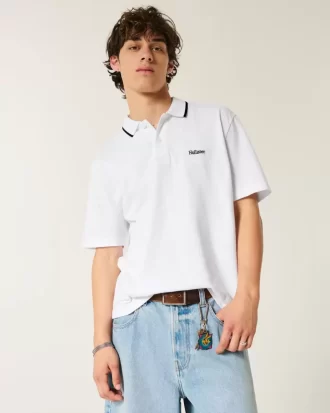 Luźna koszulka polo z logo