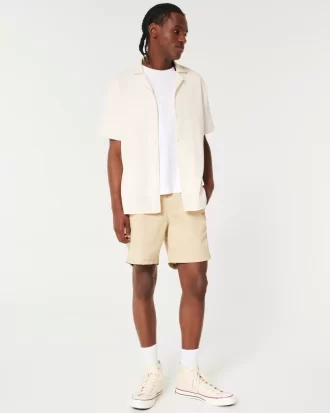 Luźna, teksturowana koszula z krótkim rękawem Luźna, teksturowana koszula z krótkim rękawem