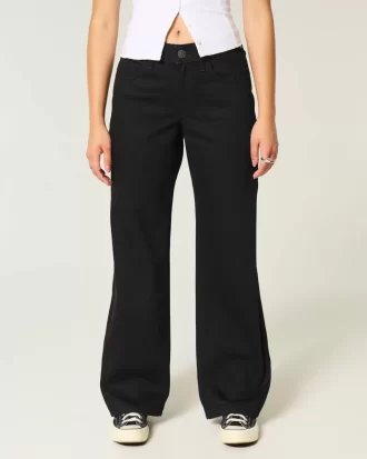 Luźne, czarne, niskie dżinsy typu baggy