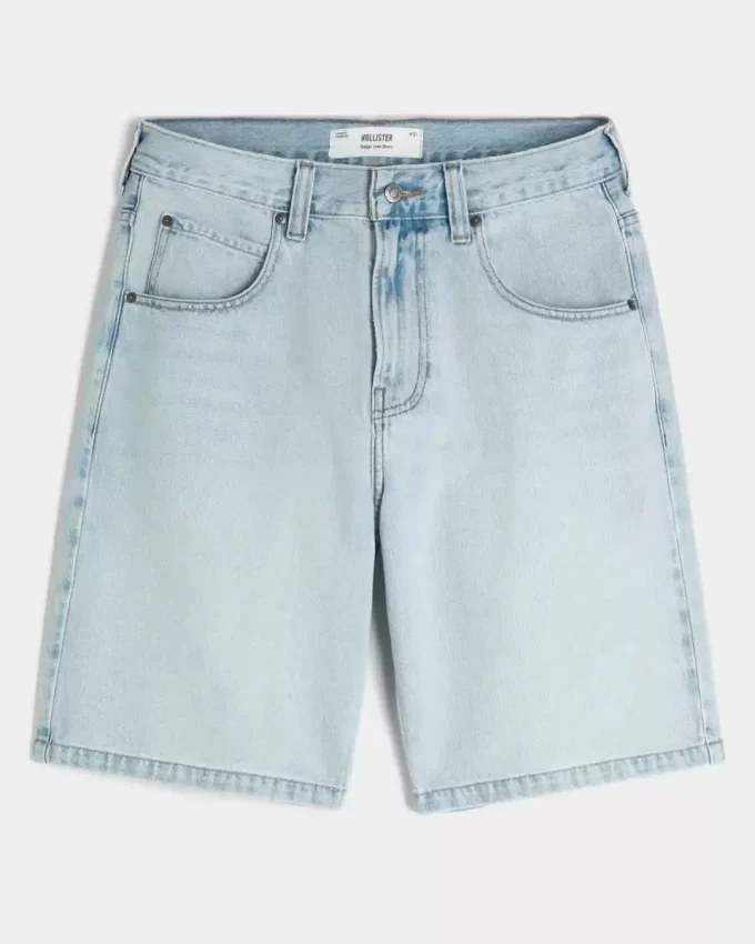 Luźne dżinsowe szorty z haftem łańcuszkowym