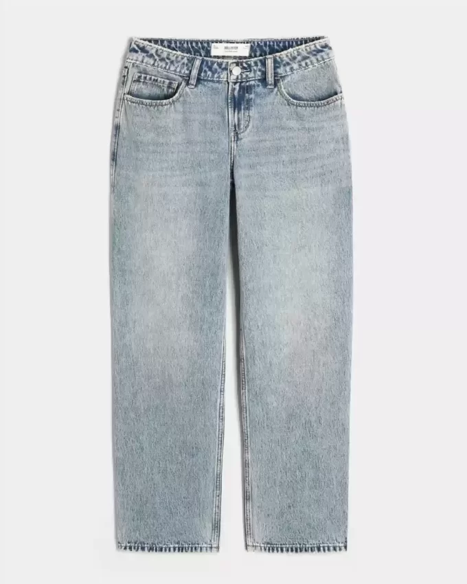 Luźne jeansy z niskim stanem i średnim spraniem Luźne jeansy z niskim stanem i średnim spraniem