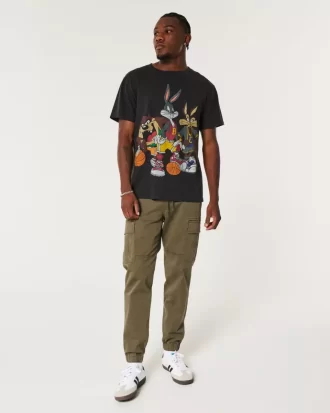 Luźne spodnie dresowe typu cargo z twillu