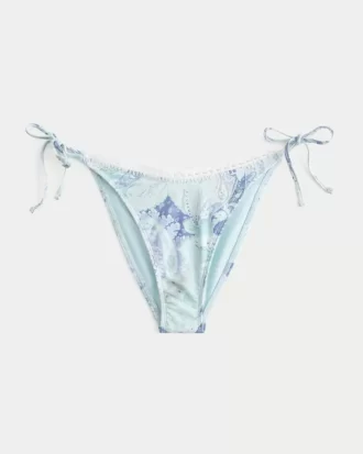 Majtki bikini z wiązaniem po bokach i wykończeniem w stylu szydełkowym