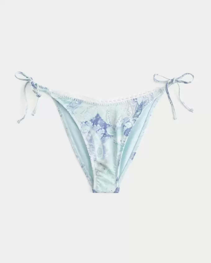 Majtki bikini z wiązaniem po bokach i wykończeniem w stylu szydełkowym Majtki bikini z wiązaniem po bokach i wykończeniem w stylu szydełkowym