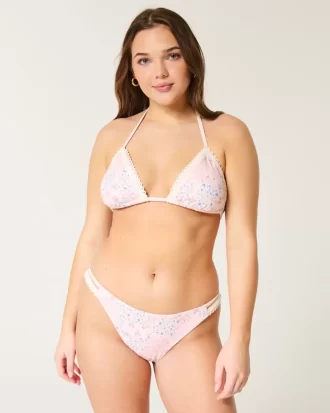 Majtki bikini z wysokim stanem i szerokimi nogawkami w stylu szydełkowym