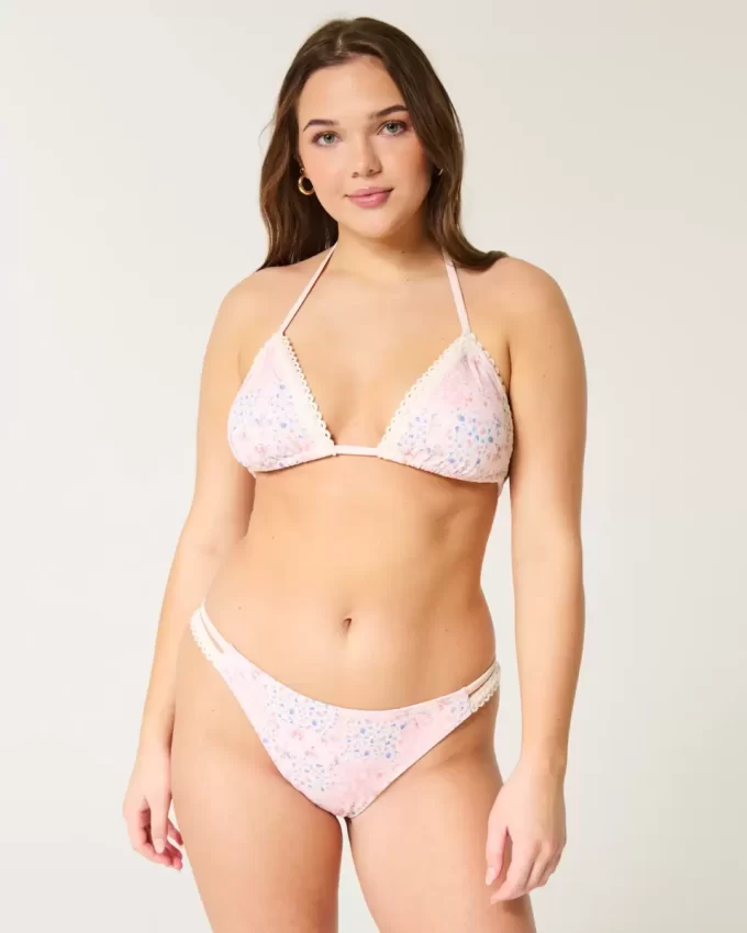 Majtki bikini z wysokim stanem i szerokimi nogawkami w stylu szydełkowym