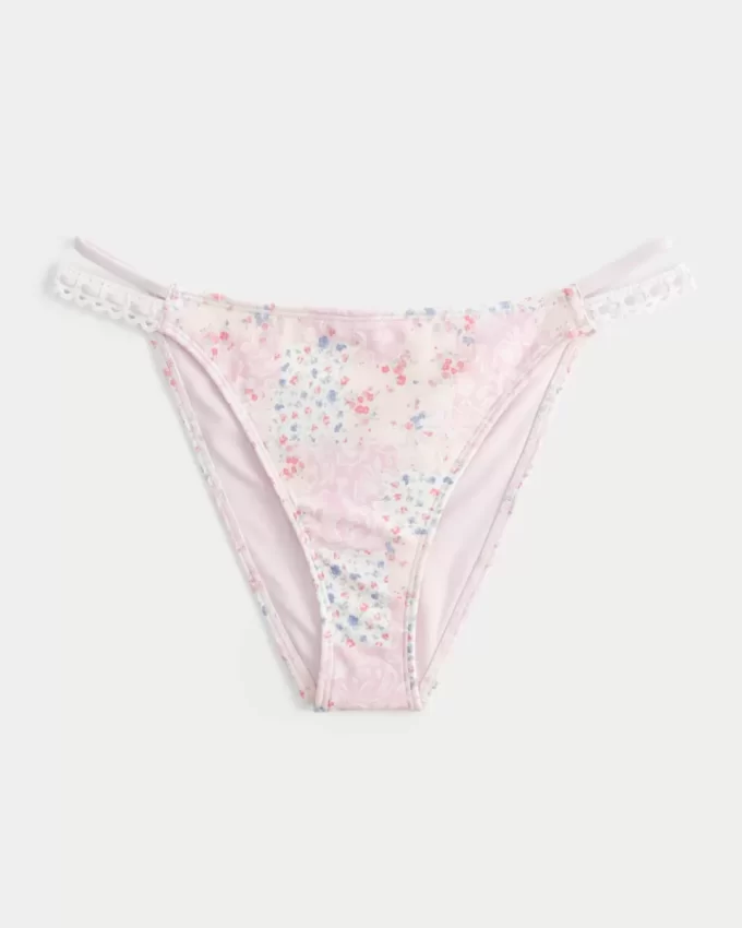 Majtki bikini z wysokim stanem i szerokimi nogawkami w stylu szydełkowym