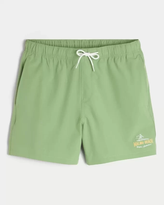 Malibu Beach Graphic Volley Swim Trunks do połowy uda