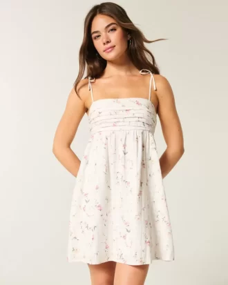 Mini sukienka Babydoll z wiązaniem